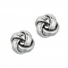 14kt White Gold Shiny One Row Square Tube Love Knot Earring