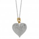 Royal Duet Jewelry collection 14K Yellow Gold & Silver Necklace with Heart Pendant & 0.32ct Diamond