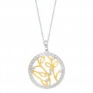 Silver with Rhodium Yellow and silver Finish Leaf & Branch pendant
