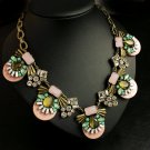Vintage Luxury Pink Flower Statement Choker Necklace Party Necklace xl00750