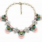 Vintage Luxury Pink Flower Statement Choker Necklace Party Necklace xl00750