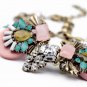 Vintage Luxury Pink Flower Statement Choker Necklace Party Necklace xl00750