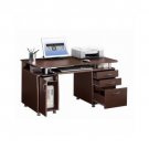 Techni Mobili Computer Desk Chocolate Extra Storage Complete Cabinet Drawers