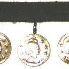 Coin metal and Glass bead fringe