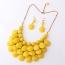 Yellow Beaded Bib Necklace with Matching Earrings
