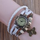 Butterfly Charm Watch with Multiple Bracelet White Strap