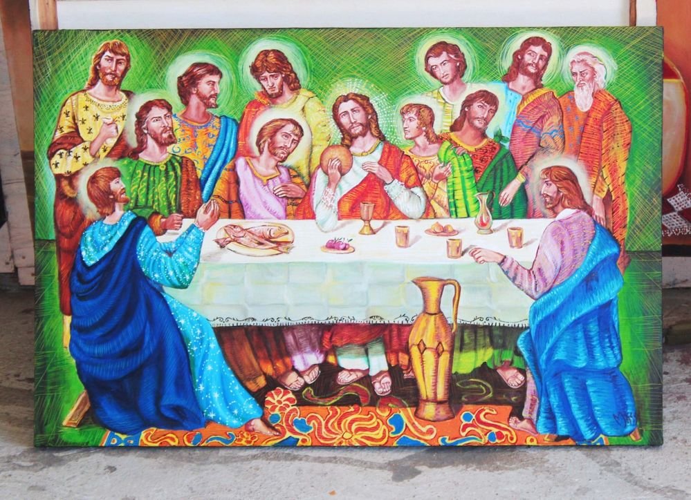 The Last supper, 12 disciples, Jesus christian,Original oil painting