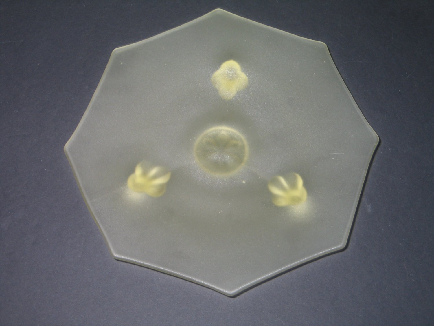 Vintage Satin Frosted Yellow 3 Footed Trinket Dish Yellow Depression Glass