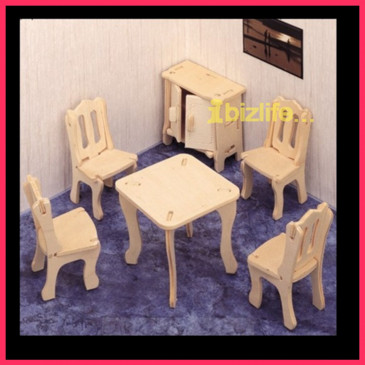 Wooden 3D puzzleDINING ROOM FURNITURE as DIY jigsaw Children