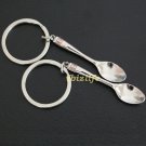 Metal keychains with a pair of Spoons for meaning of PARTNERSHIP (kc12)