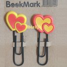 A pair of clip with colorful bookmark:colorful Heart style flower bookmark (bm04)