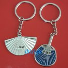 Metal keychain / Keyrings with a pair Japanese cultural fans indicating Husband and Wife (kc21)