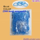 RAINBOW LOOM RUBBER BAND REFILL with 200 bands (Blue color) & 24 Clips (RL39)