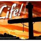 Christian Yard Sign for Easter "LIFE" Beautiful Art  18"x 24" (Stakes Included)
