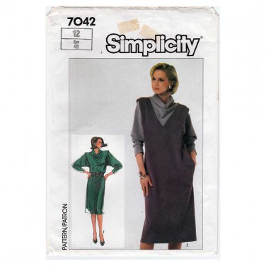 Women's Cowl Neck Dress Sewing Pattern, Long Sleeve Dress Pattern, Size 12 Uncut Simplicity 7042