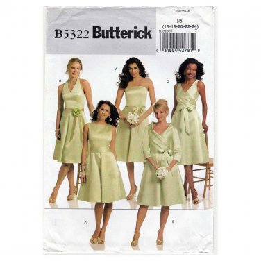 Women's Dress Pattern, Halter Dress, Bridesmaid, Size 16-18-20-22-24 UNCUT Butterick B5322 5322