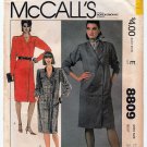 Women's Double-Breasted Coat Dress Sewing Pattern Size 12 UNCUT Vintage 1980's McCall's 8809