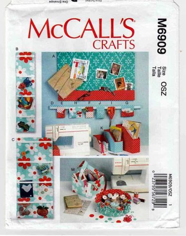 Craft or Sewing Room Wall Organizers, Storage Bins, Pincushion Sewing Pattern Uncut McCall's M6909