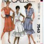 McCall's 7543 Women's Dress Pattern, Sleeveless/Short Sleeves, V-Neck, Skirt Ruffle, Size 12 Uncut