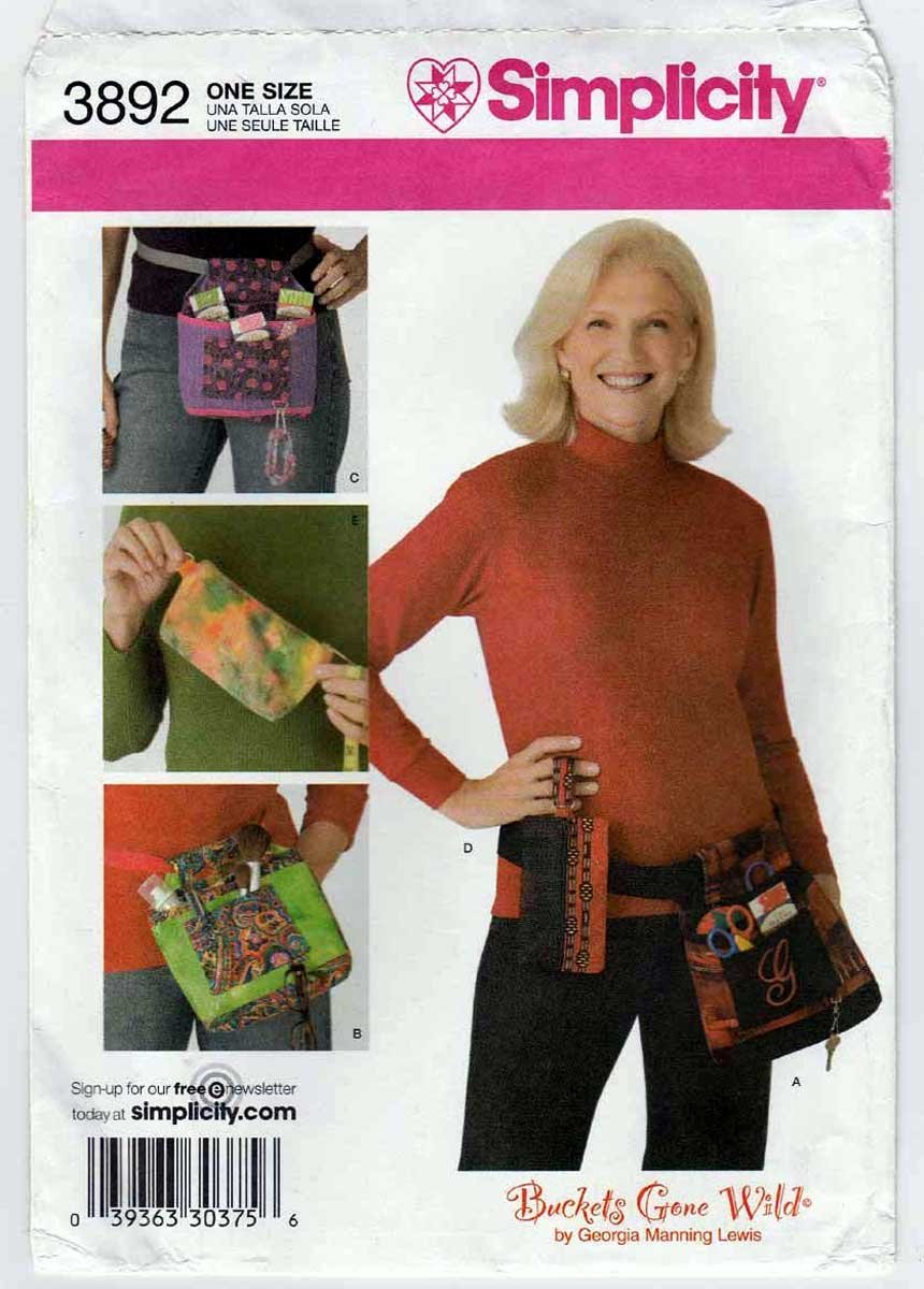 Simplicity 3892 Buckets Gone Wild Utility Bags, Fanny Pack, Zipper
