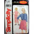Girl's Top, Jacket, Skirt and Capri Pants Sewing Pattern Size 4-5-6-7-8-10 Uncut Simplicity 7145