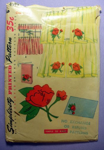 Vintage 1950's Cafe Curtains Pattern, Scalloped Edge Curtains, Home Decor Uncut Simplicity 4919
