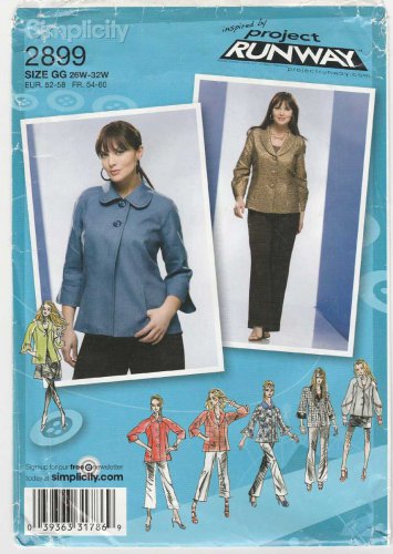 Women's Jacket Sewing Pattern, Plus Size 26W-28W-30W-32W UNCUT Simplicity 2899