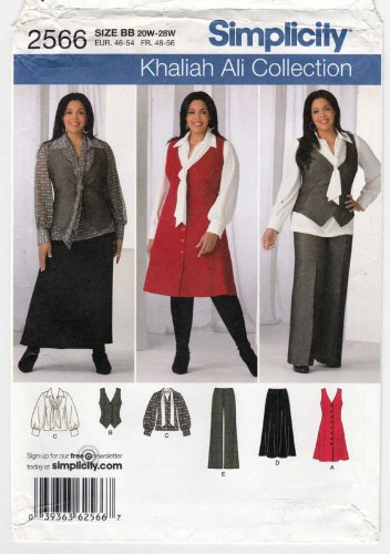 Simplicity Pattern 2566 Women's Pants, Skirt, Blouse, Jumper and Vest Size 20W-22W-24W-26W-28W UNCUT