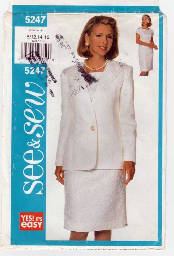 Women's Jacket and Dress Sewing Pattern Size 12-14-16 Uncut Butterick See & Sew 5247