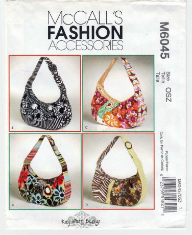 Handbags, Hobo Bags, Kay Whitt Designs, Sewing Pattern, UNCUT McCall's M6045