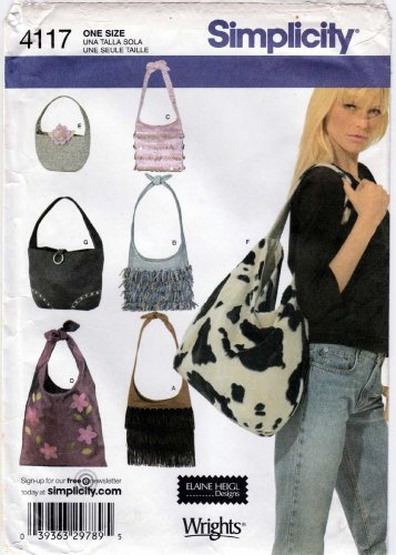 Handbag, Shoulder Bag, Purse, Hobo Bag Sewing Pattern UNCUT Simplicity 4117