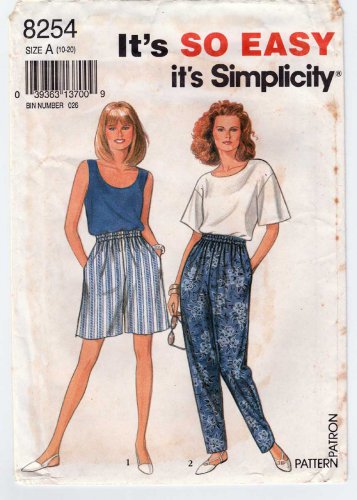 Women's Pants, Shorts, Top, Tank Top Pattern, Size 10-12-14-16-18-20 Uncut Simplicity 8254