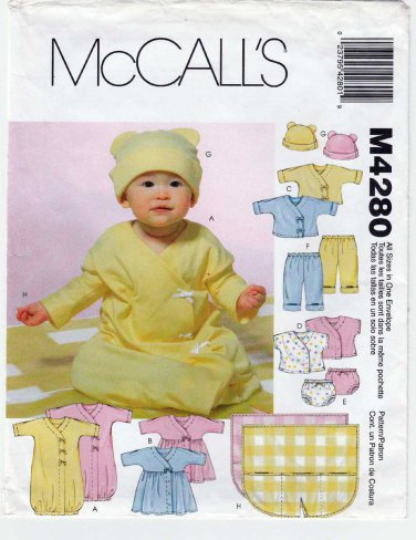 Baby's Layette Sewing Pattern, Infant Size Small-Medium-Large-XL UNCUT McCall's M4280 4280