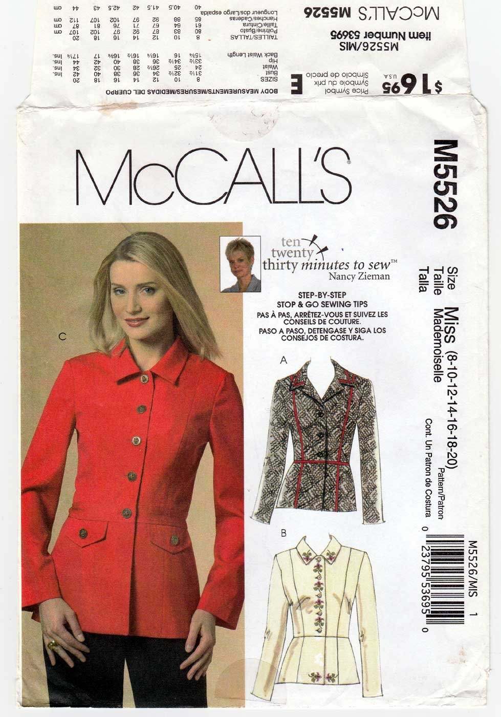 Women's Jacket Sewing Pattern Size 8-10-12-14-16-18-20 Uncut McCall's ...
