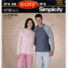 Men and Women's Knit Top and Pants Pattern, Size XS-S-M-L-XL UNCUT Simplicity 4738