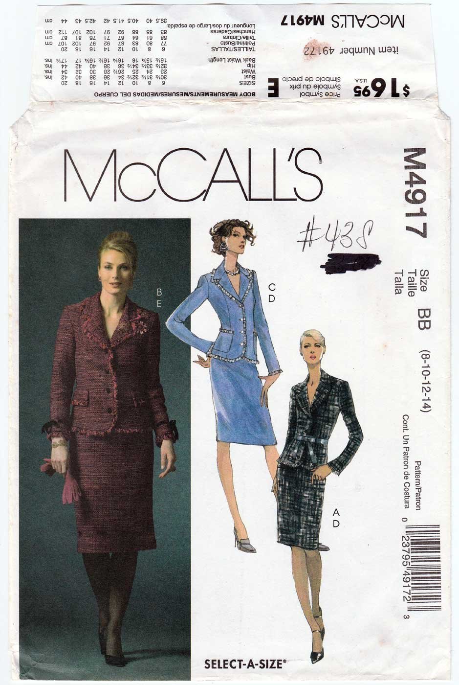 Women's Lined Jacket and Skirt Sewing Pattern Size 8-10-12-14 UNCUT ...