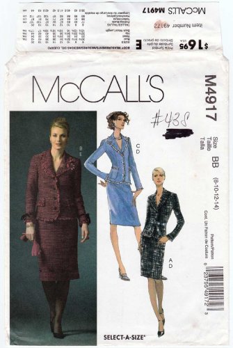 Women's Lined Jacket and Skirt Sewing Pattern Size 8-10-12-14 UNCUT McCall's M4917