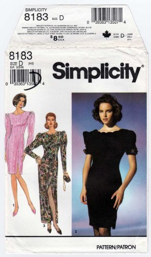 Women's Cocktail / Evening Dress Sewing Pattern, Misses Size 4-6-8 Uncut Simplicity 8183