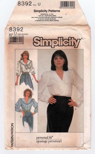 Women's Blouse Sewing Pattern Size 16-18-20 UNCUT Simplicity 8392