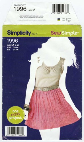 Women's Pull-On Skirt Sewing Pattern Size 6-8-10-12-14-16-18 UNCUT Simplicity 1996