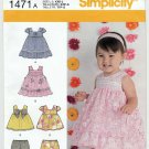 Baby Girl Dress, Top, Bloomers Sewing Pattern Size XXS-XS-S-M-L UNCUT Simplicity 1471