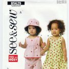 Infants Top, Dress, Panties, Pants, Hat Pattern Size Newborn-S-M-L UNCUT Butterick See & Sew 5629