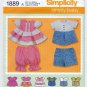 Babies' Tops, Panties and Shorts Sewing Pattern Size XXS-XS-S-M-L UNCUT Simplicity 1889