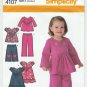 Toddlers' Pants, Gauchos, Dress, Tunic Sewing Pattern Size 1/2-1-2-3-4 UNCUT Simplicity 4107