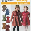 Girl's Dress or Jumper Sewing Pattern Child Size 3-4-5-6-7-8 UNCUT Simplicity 3588