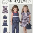 Toddler Dress, Top, Pants, Bag, Cynthia Rowley Sewing Pattern Size 1/2-1-2-3-4 UNCUT Simplicity 1624