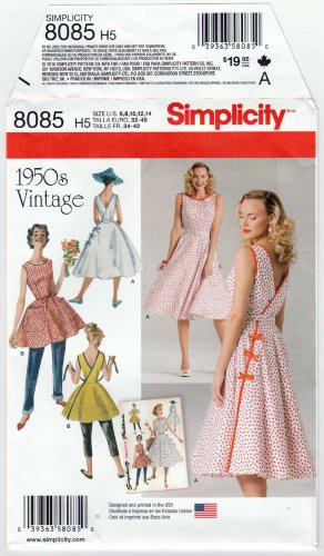 Vintage 1950's Style Wrap Dress Sewing Pattern Size 6-8-10-12-14 UNCUT Simplicity 8085