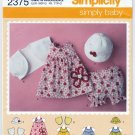 Baby Girl Dress, Top, Panties, Bolero, Hat Sewing Pattern Size XXS-XS-S-M-L UNCUT Simplicity 2375