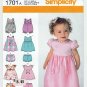 Baby Girl Dress, Romper and Panties Sewing Pattern Size XXS-XS-S-M-L UNCUT Simplicity 1701