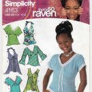 Girl's Halter or V-Neck Tops Sewing Pattern, Half Sizes 8-10-12-14-16 UNCUT Simplicity 4163